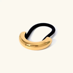 18k gold glossy arch hair cuff front flat lay view polished finish minimalist design
