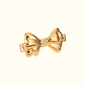 18K gold bow hair clip front view polished finish classic design elegant accessory