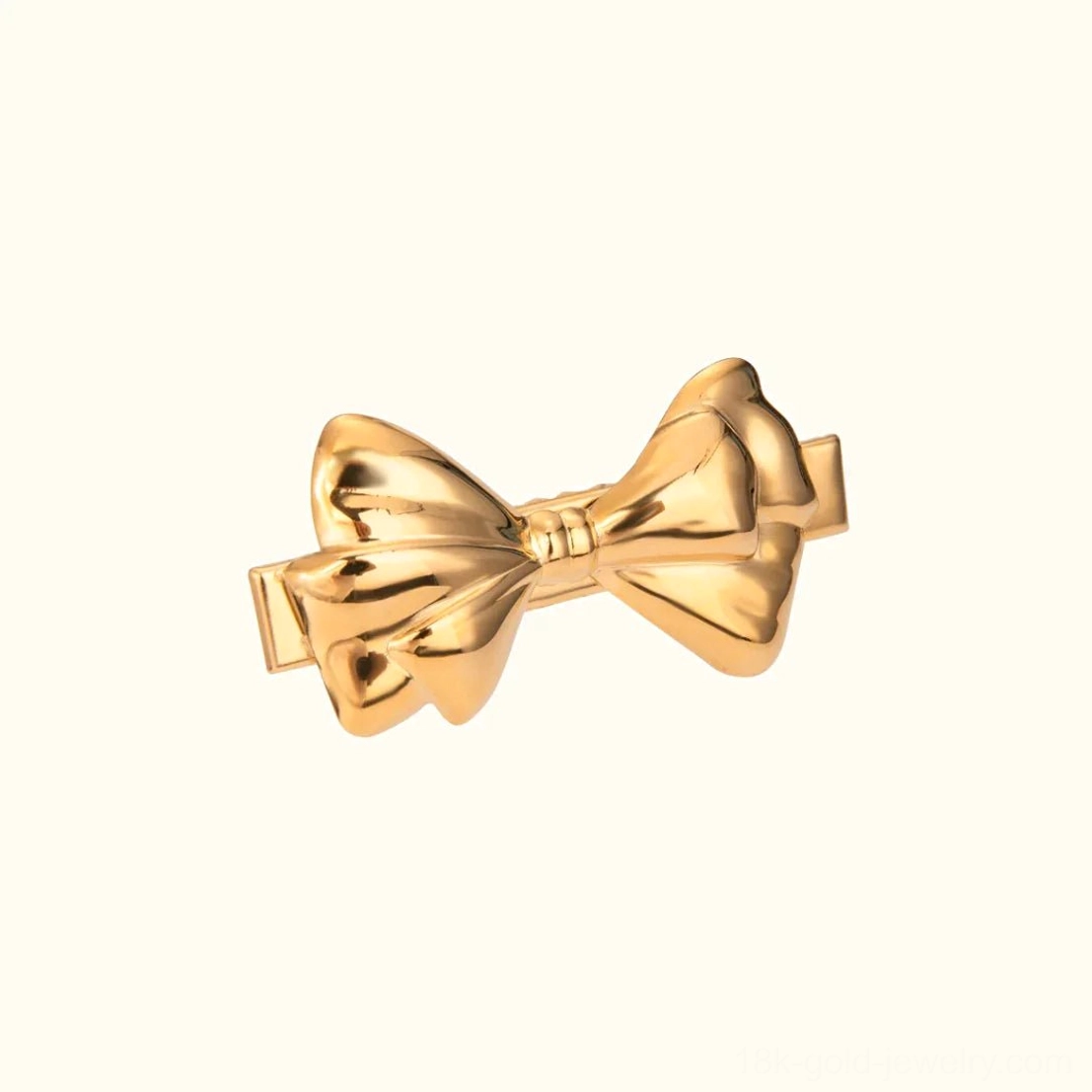 18K gold bow hair clip front view polished finish classic design elegant accessory