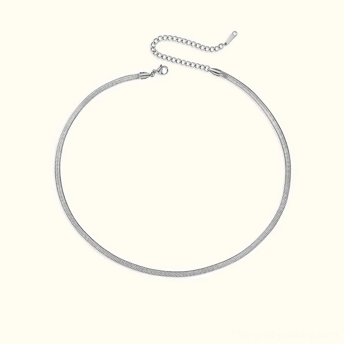 3mm herringbone necklace length comparison displaying versatile 14 inch choker and 17 inch standard lengths
