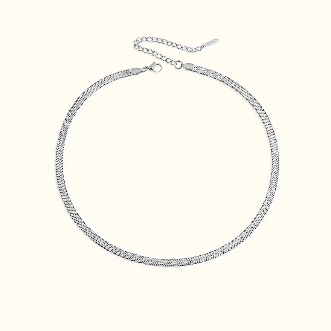 5mm herringbone necklace premium option 17 inch length with luxury lobster clasp closure detail