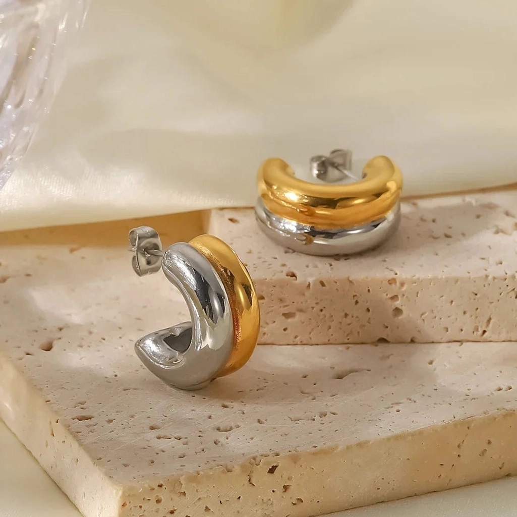 18K gold chunky hoop earrings hypoallergenic waterproof design detail showcasing craftsmanship and quality