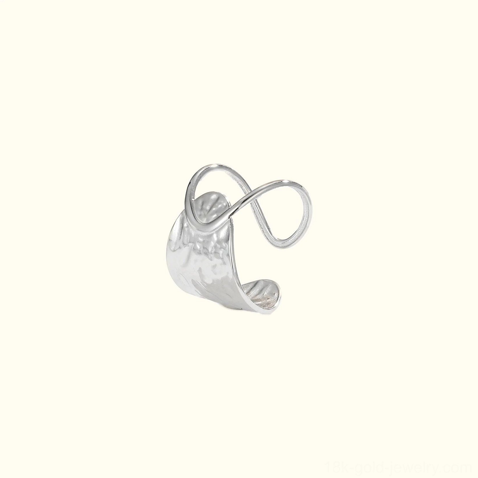Minimalist matte silver hammered open wrap ring matching design alternative color option