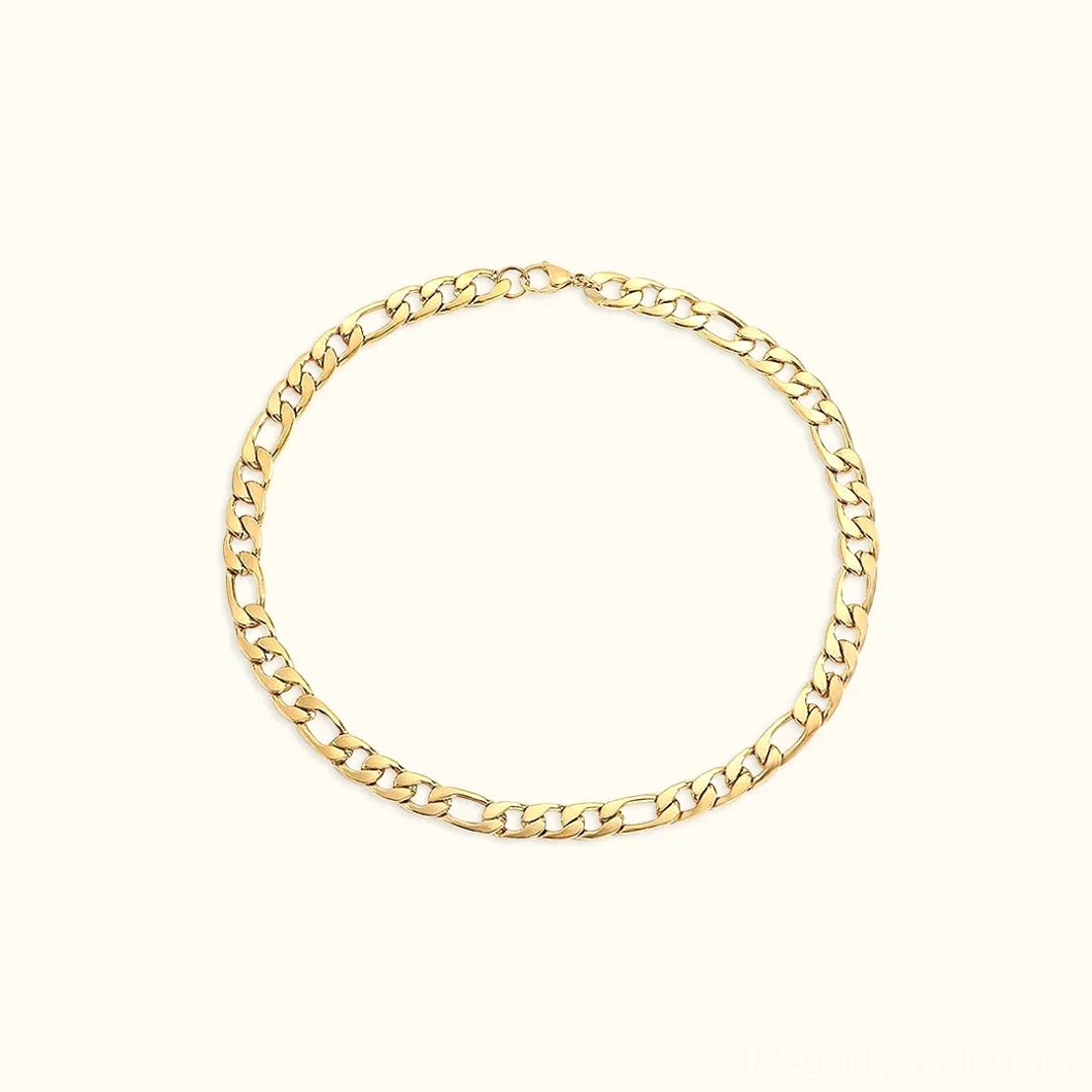 Figaro gold chain necklace 10mm width luxury bold design hypoallergenic stainless steel with gold plating