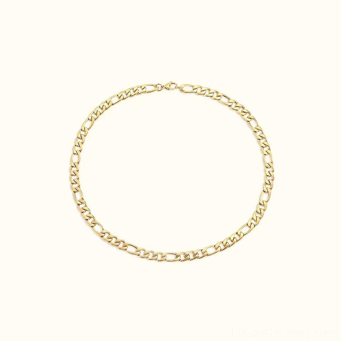 Figaro gold chain necklace 8mm width statement piece water resistant hypoallergenic jewelry