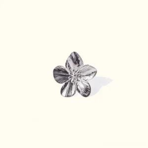 Alina silver petal flower ring adjustable design botanical five-petal top-down view